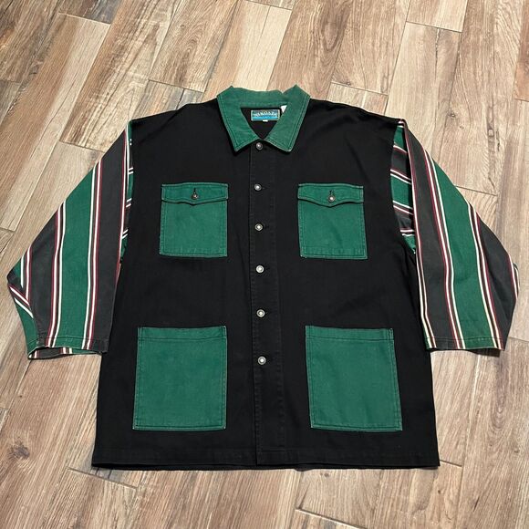 Vintage 90s Super Sick Nikoata Denim ColorBlock Oversized Shacket Large. Rare!